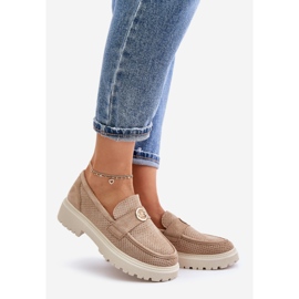 Mocassini Brogues Da Donna Con Dettaglio Oro Arilva Kaki beige 1