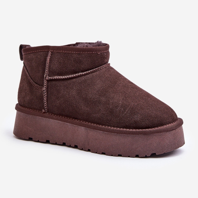 Stivali da neve Nucca marroni bassi in pelle scamosciata alla moda marrone 1