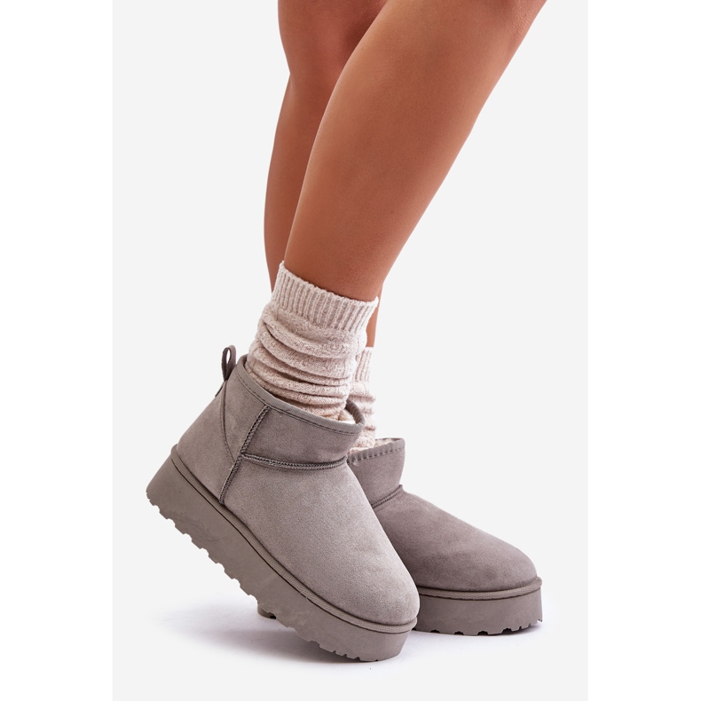 Stivali da neve con plateau da donna isolati con pelliccia, Xamella grigio 1