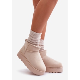Doposci da donna con plateau e fodera in pelliccia, Xamella beige chiaro 1