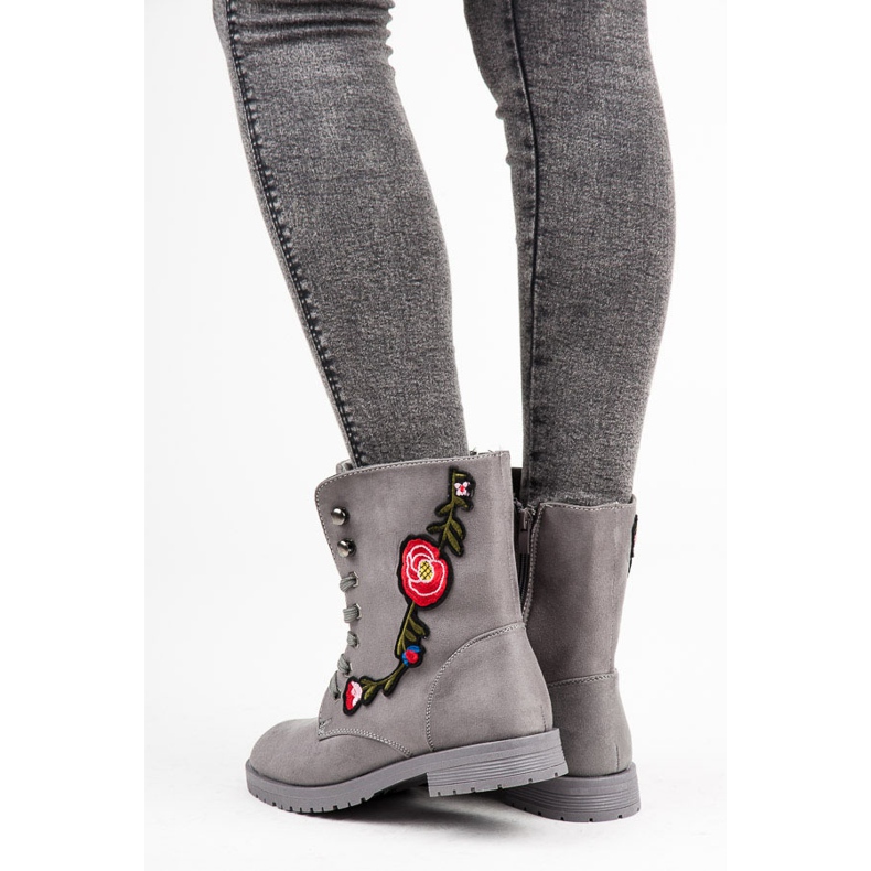 Sport Borse in camoscio ricamate grigio 1