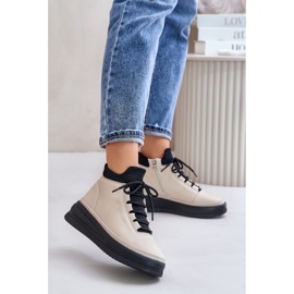 Scarpe sportive in pelle leggera sulla piattaforma Artiker 55C0554 Beige 2