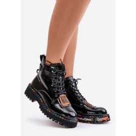 Stivali Trapper da donna in vernice con cerniera in pelle Artiker 55C0517 Neri nero 1