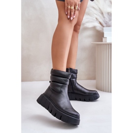 Zazoo 60512 Stivali da donna in pelle con cerniera, foderati in feltro, neri nero 2