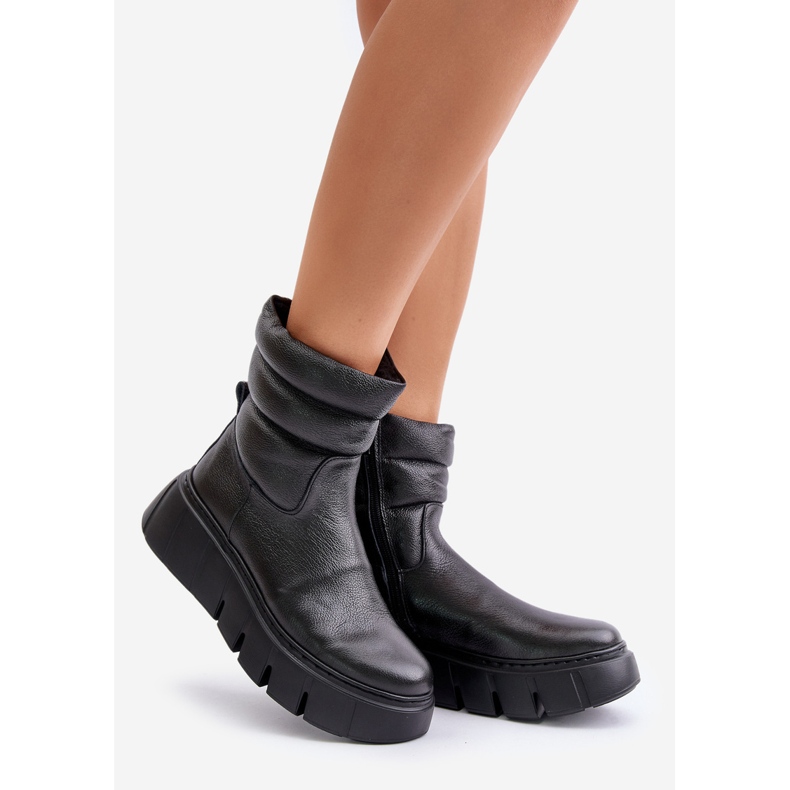 Zazoo 60512 Stivali da donna in pelle con cerniera, foderati in feltro, neri nero 1