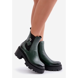 Zazoo 60490 Stivaletti isolati in pelle con decorazione, verde scuro nero 1