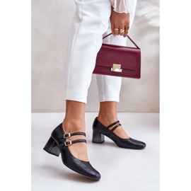 Décolleté in pelle con cinturini su tacco alto Laura Messi 2857 Nero 2