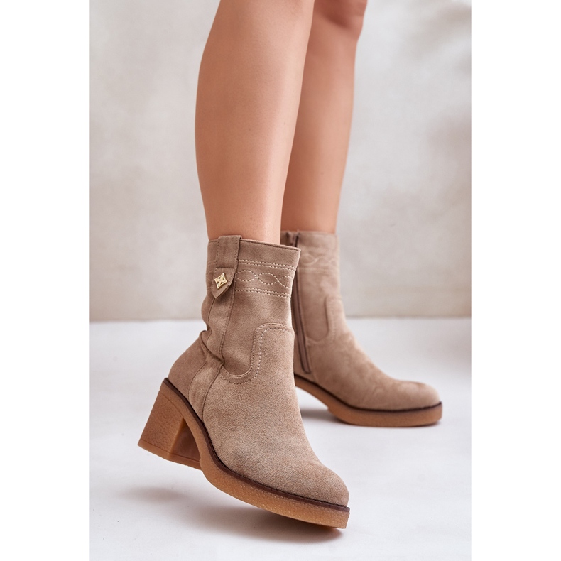 Stivali coibentati con tacco alto da donna beige Vailia 2