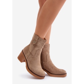 Stivali coibentati con tacco alto da donna beige Vailia 1