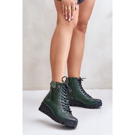Stivaletti da donna leggeri e isolanti con plateau e zeppa, verde scuro, Savindria 2