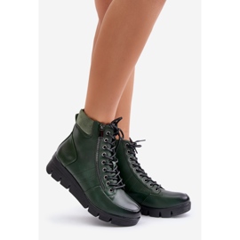 Stivaletti da donna leggeri e isolanti con plateau e zeppa, verde scuro, Savindria 1