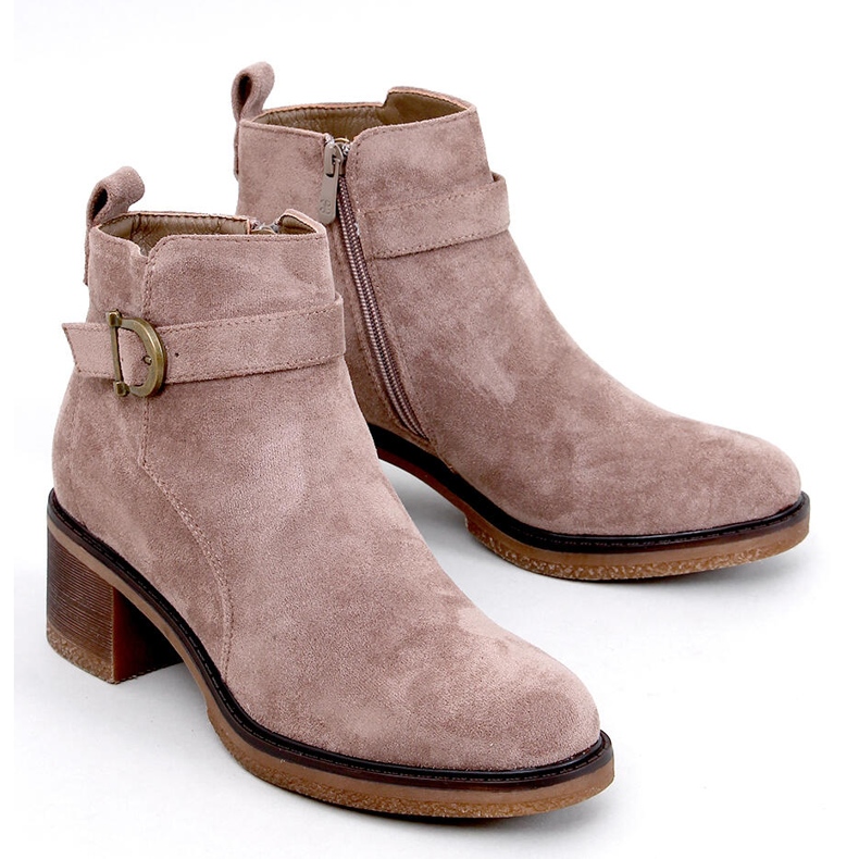 Stivaletti Duncans Khaki con tacco basso beige 1