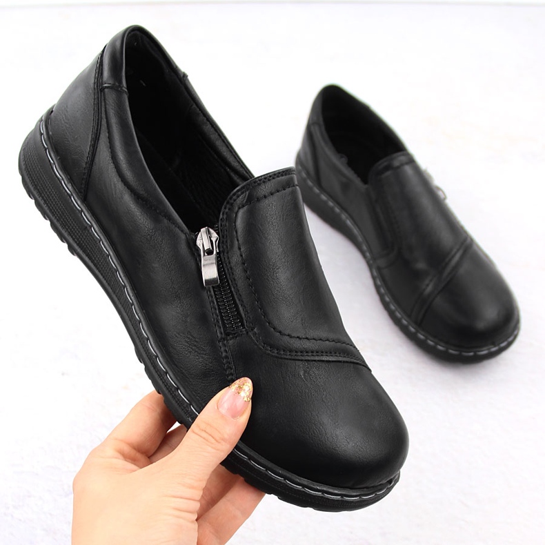 Scarpe comode rialzate da donna, nere Potocki 90308 nero 1