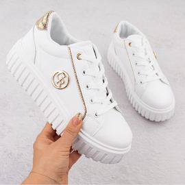 Scarpe sportive da donna con plateau, bianche NEWS 4757 bianco 1