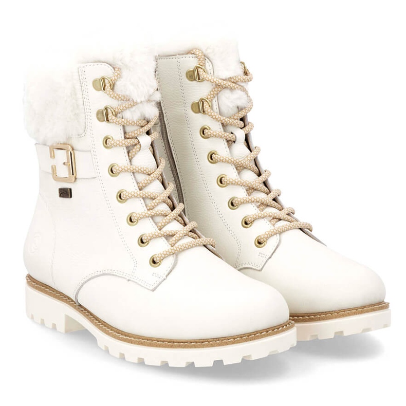 Stivali da lavoro impermeabili da donna in pelle, bianco Remonte D8481-80 2