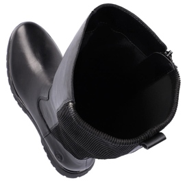 Stivali da donna in pelle con tomaia elastica, neri Remonte D1B71-01 nero 1