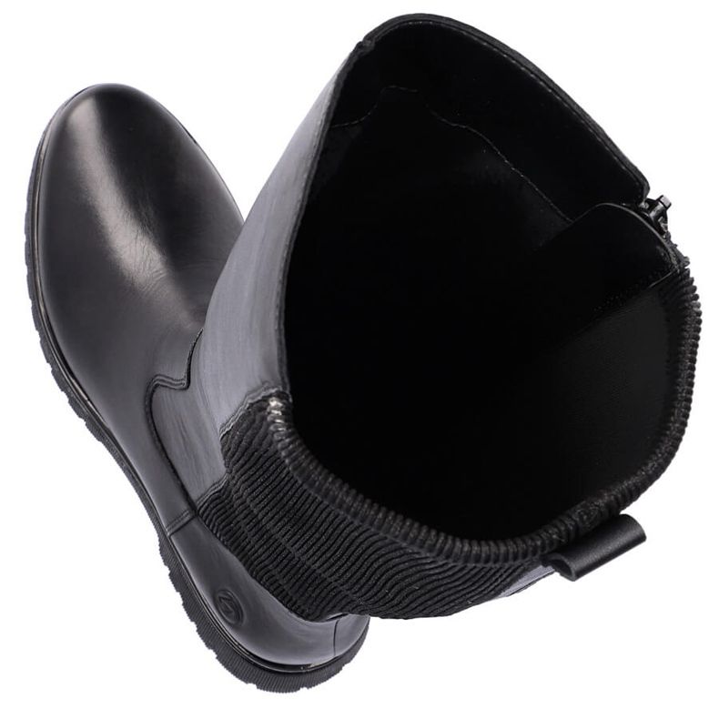 Stivali da donna in pelle con tomaia elastica, neri Remonte D1B71-01 nero 1