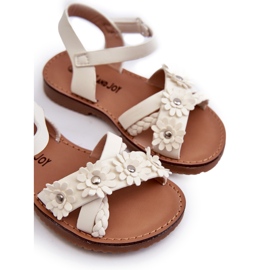 Sandali delle ragazze fissate con velcro con fiori bianchi bianco 1