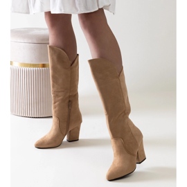 Stivali Amare beige con tacco alto 1