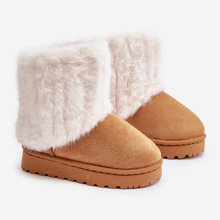 Stivali da neve per bambini Crisie con pelliccia color cammello marrone 1