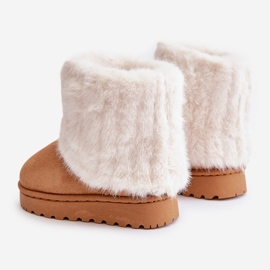 Stivali da neve per bambini Crisie con pelliccia color cammello marrone 2