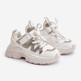 Sneakers da bambino con strass, Rianalla bianco 1