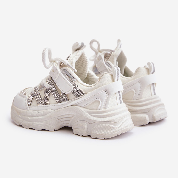 Sneakers da bambino con strass, Rianalla bianco 2