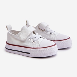 Sneakers da bambino in tessuto con velcro, colore bianco Daloma 1
