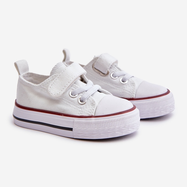 Sneakers da bambino in tessuto con velcro, colore bianco Daloma 1