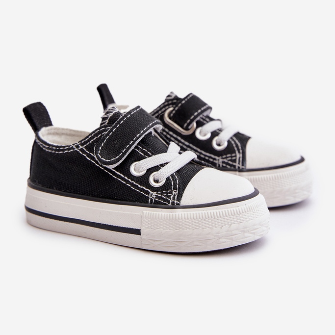 Sneakers da bambino in tessuto con velcro, Nero Daloma 1