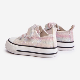 Sneakers da bambino in velcro con paillettes Caloma rosa/multicolor 2