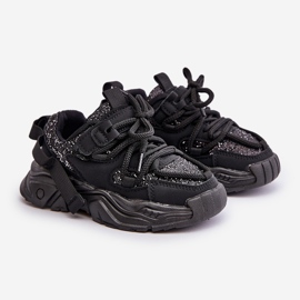 Sneakers da bambino decorate con paillettes, Nero Liatoma 1