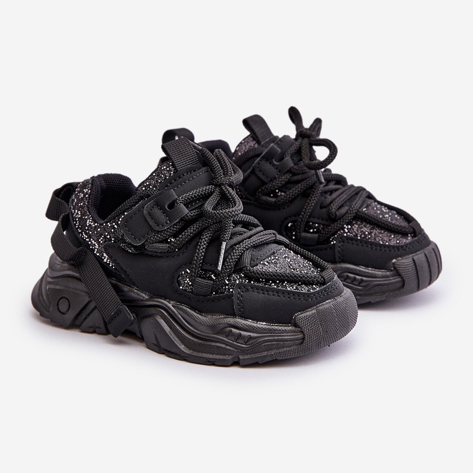 Sneakers da bambino decorate con paillettes, Nero Liatoma 1