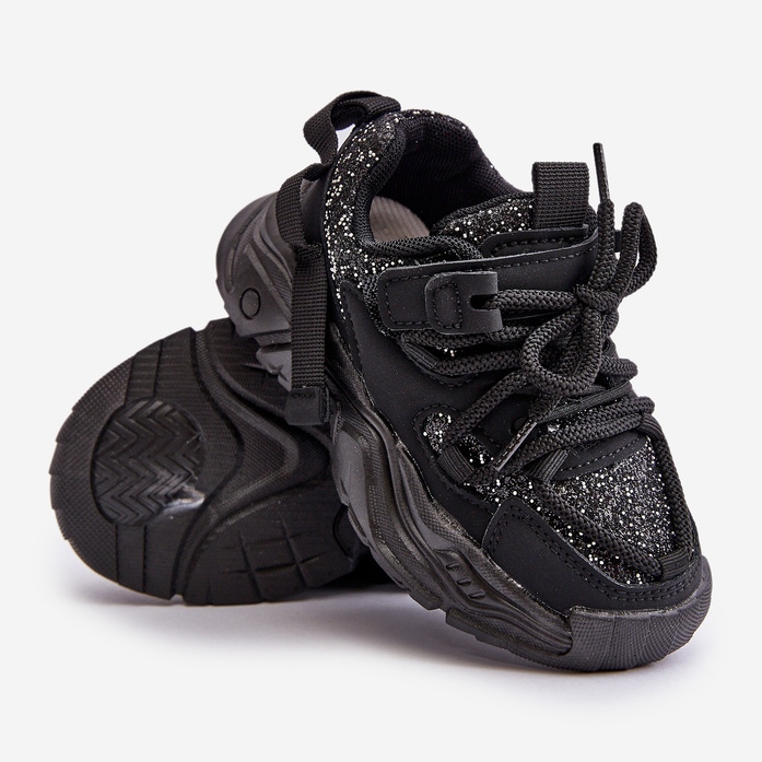 Sneakers da bambino decorate con paillettes, Nero Liatoma 2