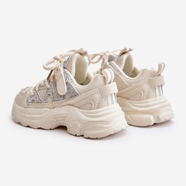Sneakers da bambino con strass, Rianalla Beige 2