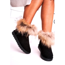 Stivali da neve da donna in pelle Mukluki con pelliccia Snow Fox Black nero 4
