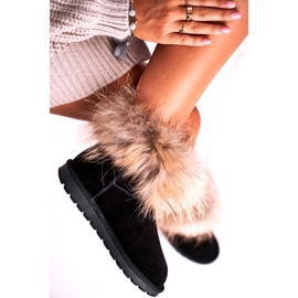 Stivali da neve da donna in pelle Mukluki con pelliccia Snow Fox Black nero 2