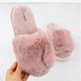 Ciabatte da casa da donna con pelo, rosa cipria, Unisoft 6644 1