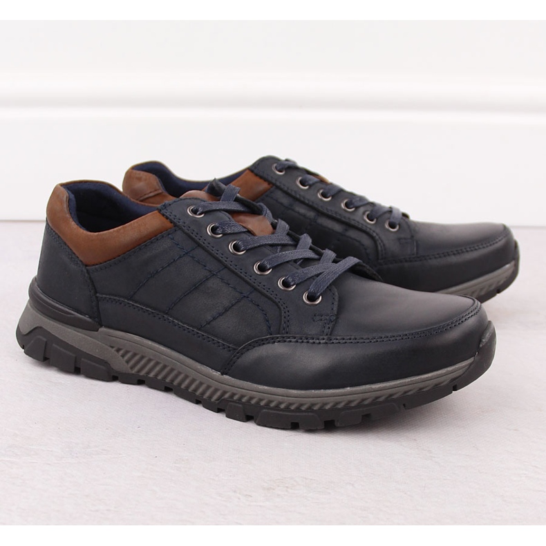 Scarpe casual in pelle da uomo, blu navy, T.Sokolski J24-75 1