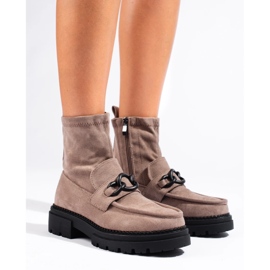 Stivali con plateau beige da donna marrone 2