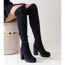 Stivali slip-on lunghi neri con tacco alto Lija nero 2