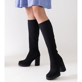 Stivaletti slip-on Saria neri con tacco alto nero 1