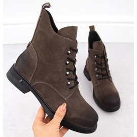Stivali in pelle da donna kaki D&amp;A S.Barski Collezione Premium CR42-158 marrone 1