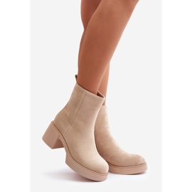 Stivaletti da donna in eco suede, caldo, beige chiaro, Meriluna 1