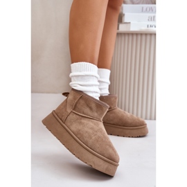 Stivali da neve bassi da donna sulla piattaforma, foderati in pelliccia, Saldren beige 2