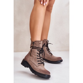 Stivaletti Worker Alti Con Cerniere, Maisa Beige Scuro 2