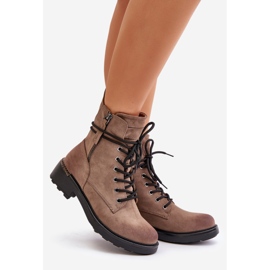 Stivaletti Worker Alti Con Cerniere, Maisa Beige Scuro 1