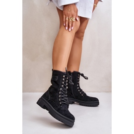 Stivali Worker Da Donna Con Cerniera Realizzati In Eco Camoscio Nero Savalann 2
