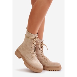 Stivali Worker Da Donna Con Cerniera Realizzati In Eco Camoscio, Savalann Beige 1