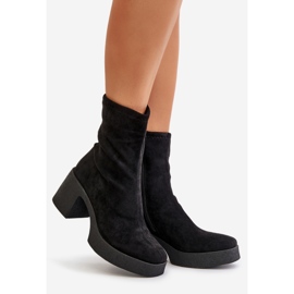 Stivali da donna con plateau e tacco massiccio S.Barski HY42-739 Nero 1